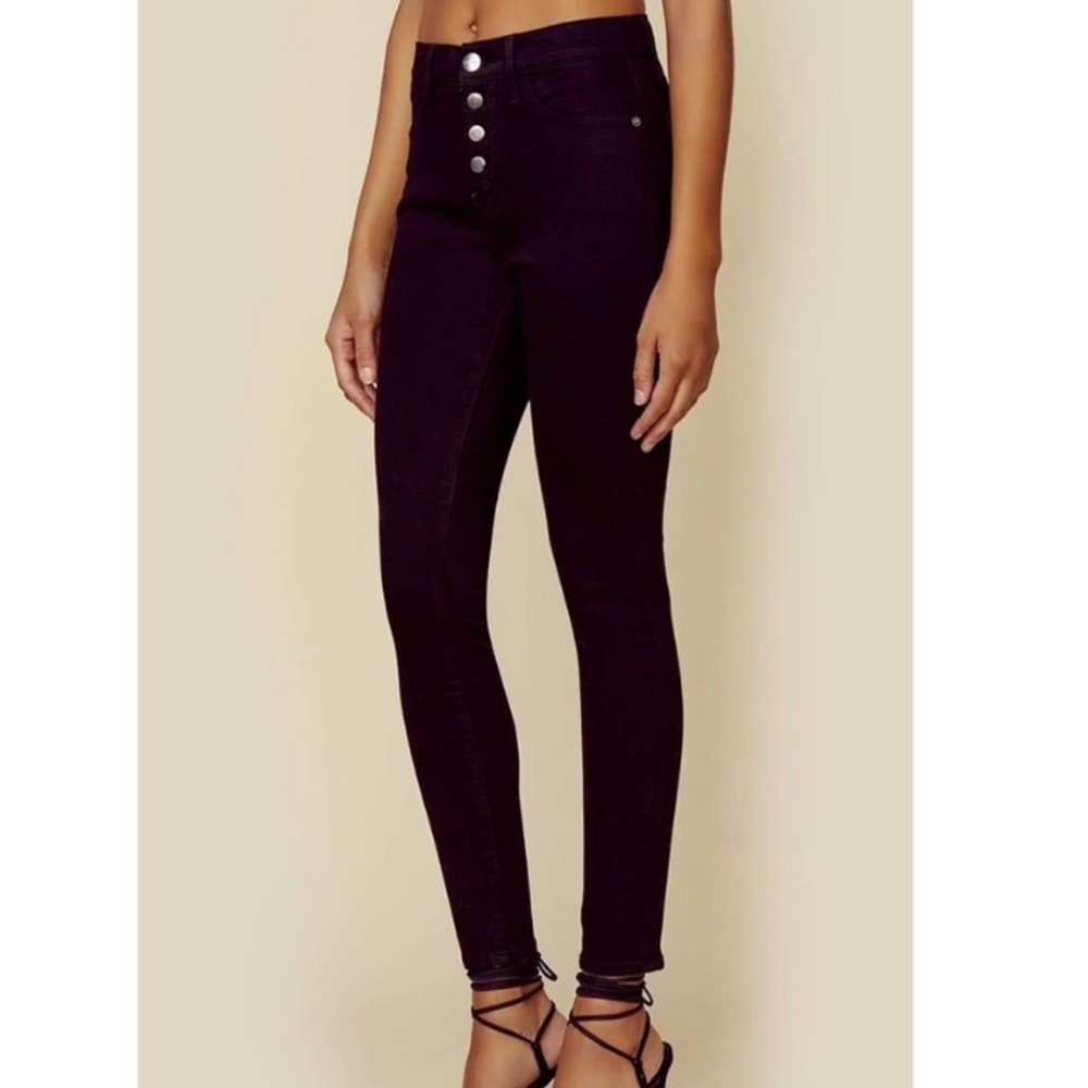 FRAME Le High Skinny Button Fly Jean Black